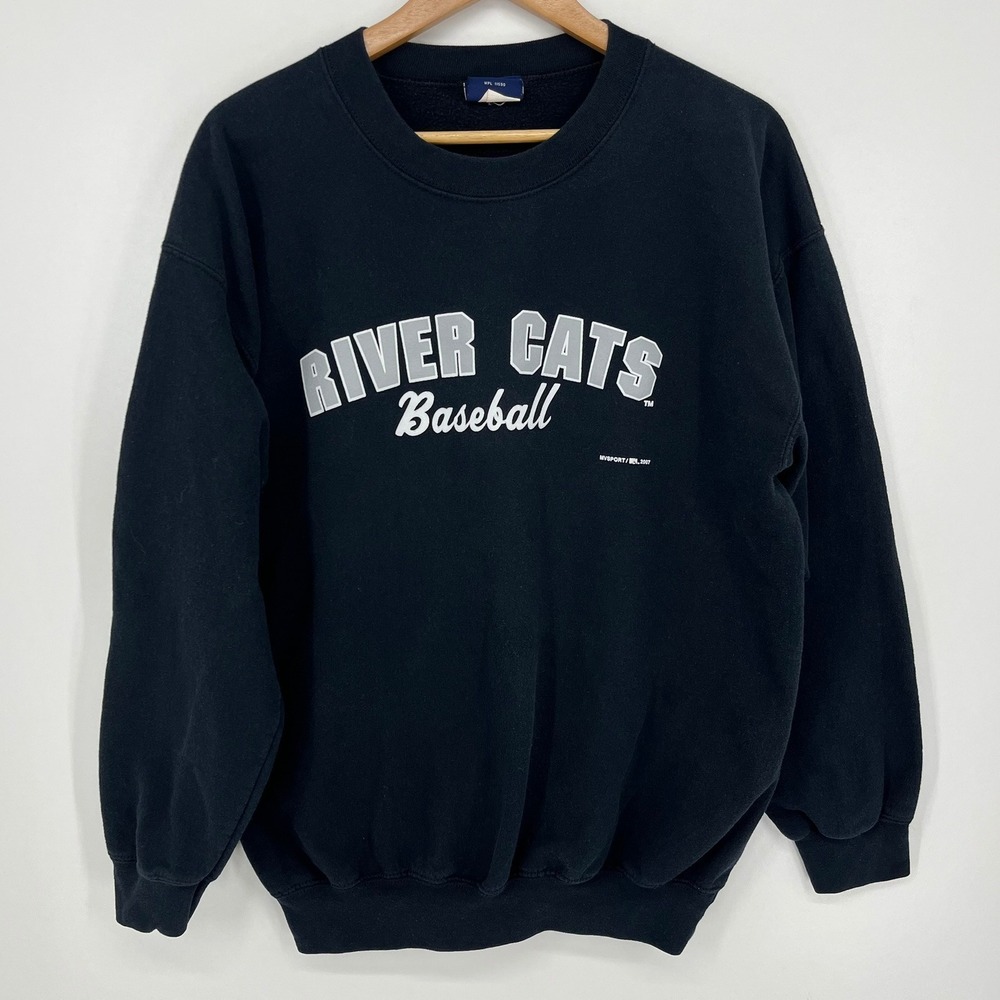 MV Sport Sacramento River Cats Baseball Sweatshirt Mens L Black Crew Neck 2007